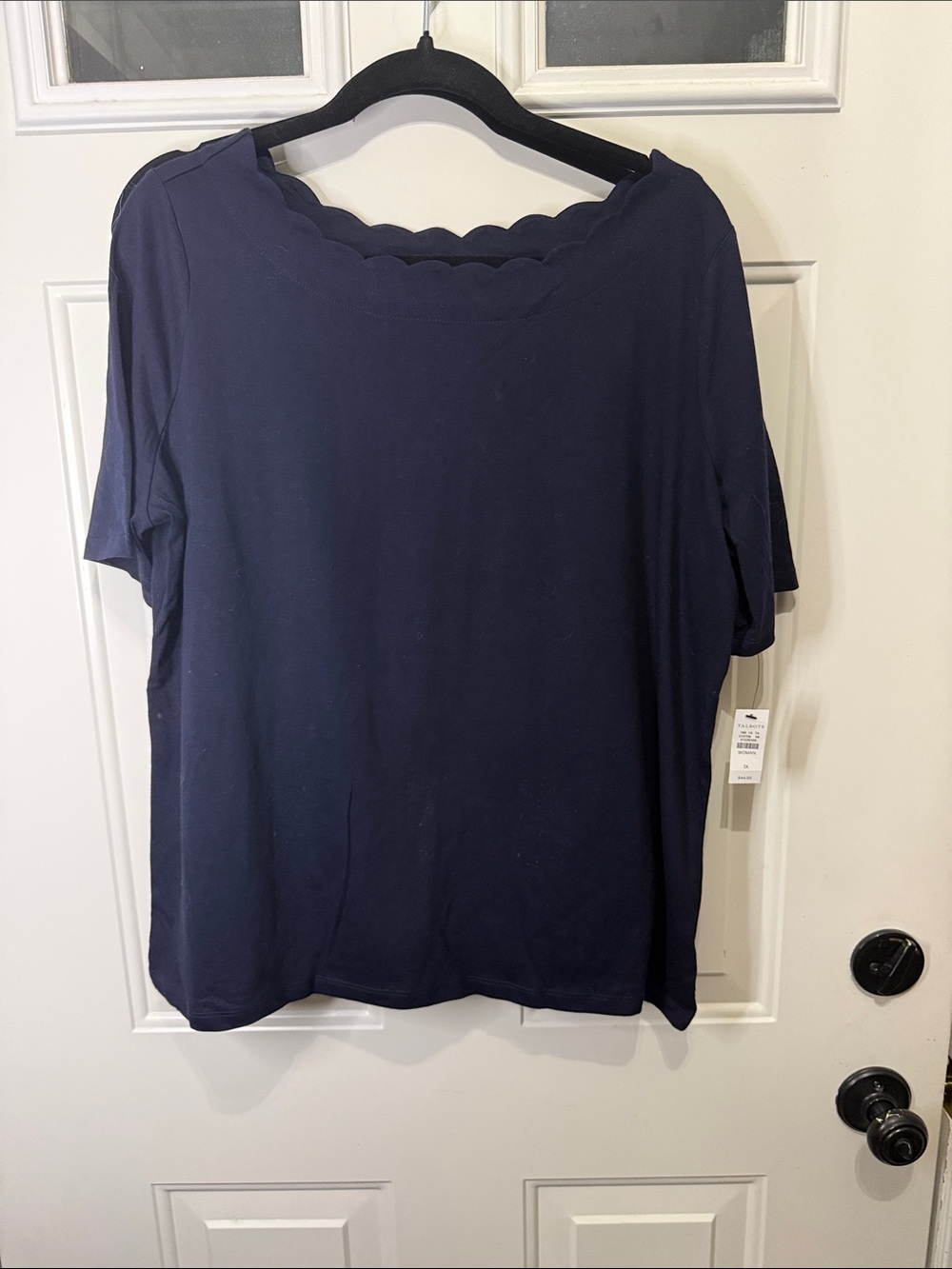 Talbots Scallop Neck Navy Women’s Top NWT